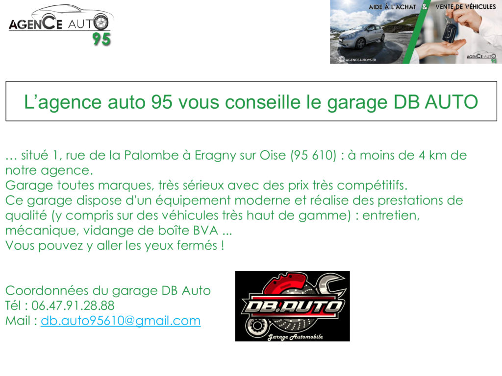 L’agence auto 95 vous conseille le garage DB AUTO